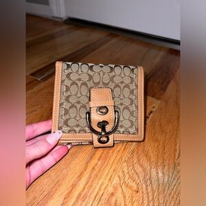 Coach Signature Canvas and Leather Compact Wallet